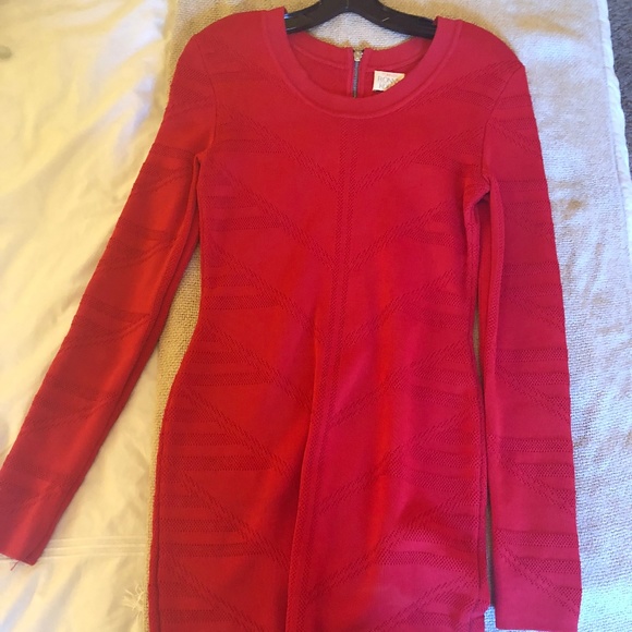 Red Bodycon Holiday Dress, Torn by Ronny Kobo - Picture 3 of 7